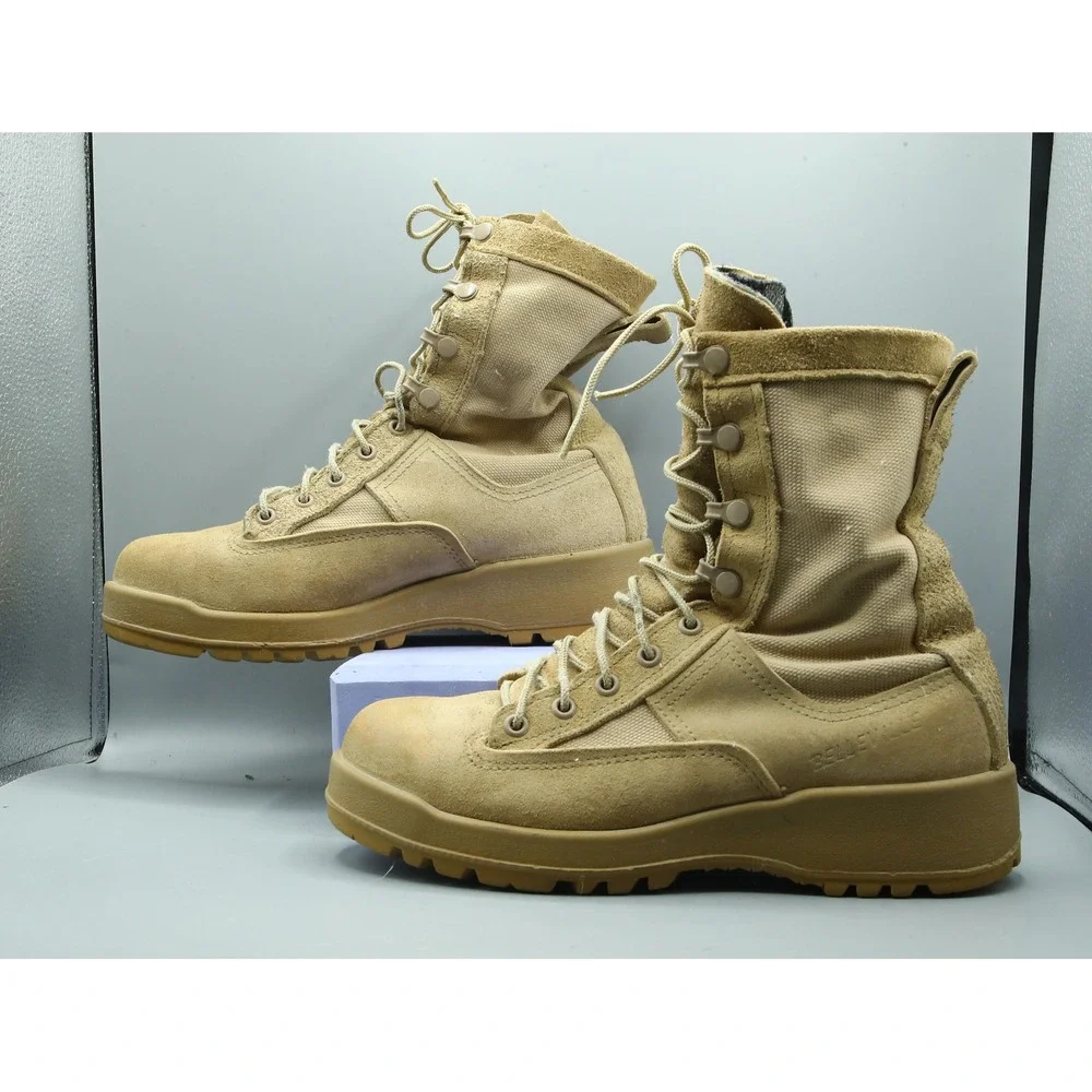 Belleville 790 ST Tan Suede Steel Toe Waterproof Combat Flight Boots 5.5 W USA